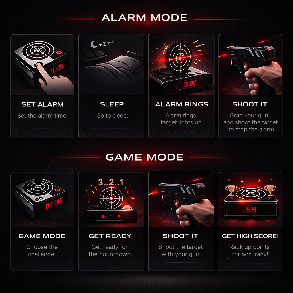 WAKE SHOT – Despertador de Diana con Pistola de Infrarrojos